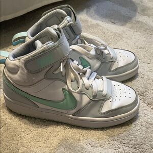Nike Court Borough Mid Sneakers in White and Mint